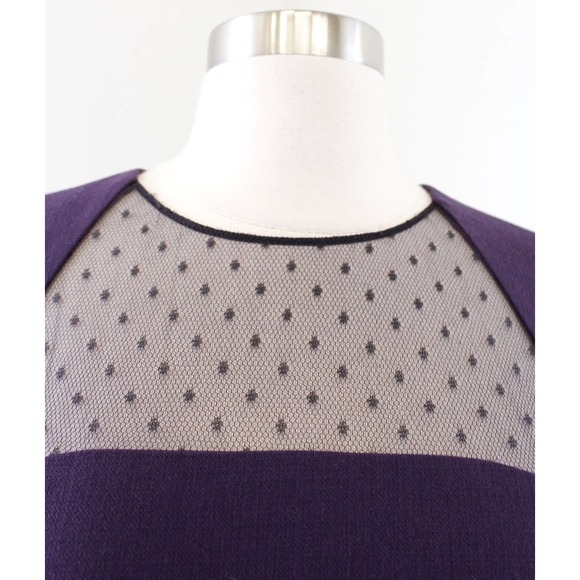 Emilio Pucci Purple Wool Blend Black Mesh Cutout Sheath Dress Size US 4 - Picture 5 of 8
